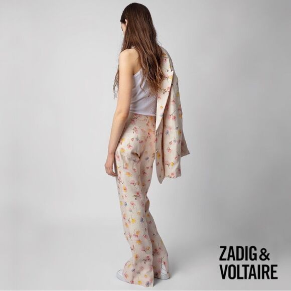 Zadig & Voltaire **NWT** Pistol Courtney Floral Linen Pants in Vanille - Picture 4 of 15